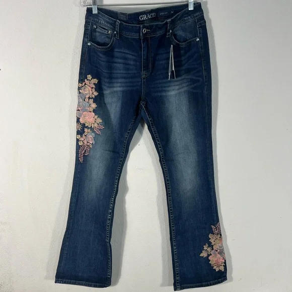 Grace in LA Easy Fit Bootcut Jeans - Picture 1 of 10